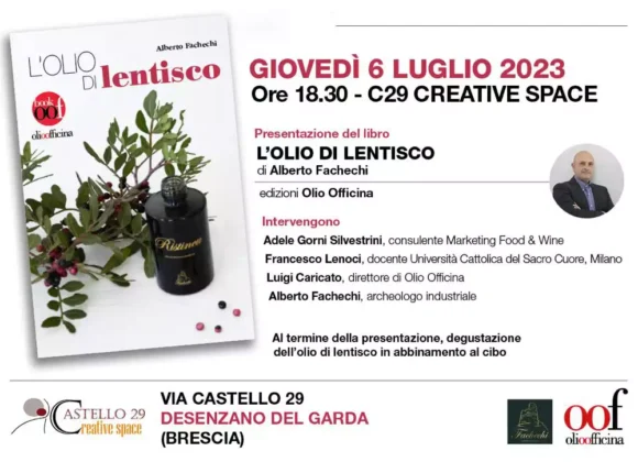 Olio di Lentisco, il nuovo libro di Alberto Fachechi, verrà presentato a Desenzano Del Garda